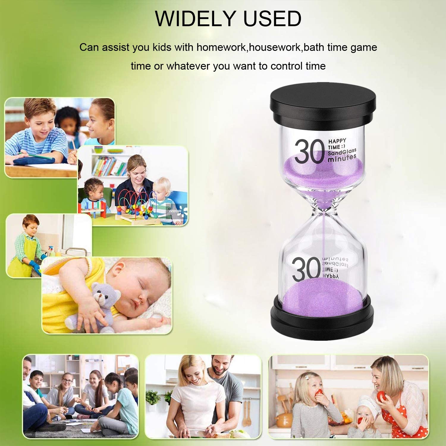 Suliao 30 Minute Hourglass: Purple Sand Clock Timer, Large Sand Watch 30 Min,Plastico Reloj De Arena 30 Minutos, Colorful Half H